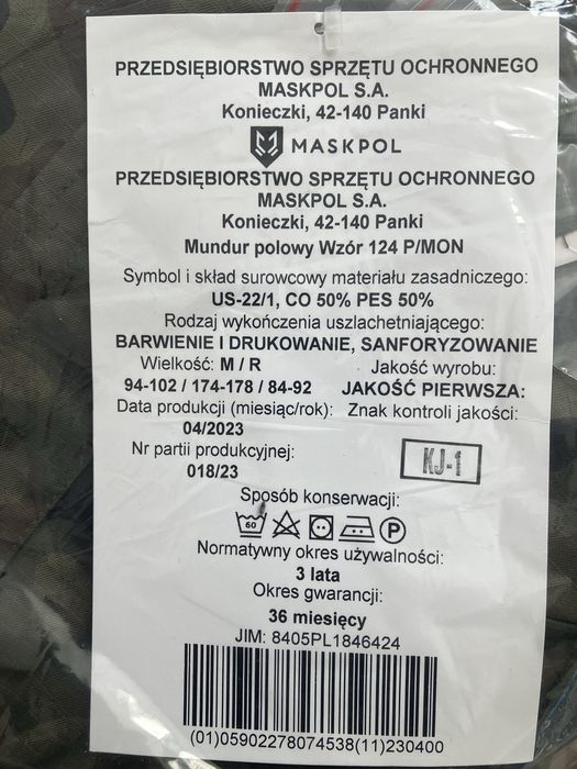Mundur polowy 124 P nowy m/r