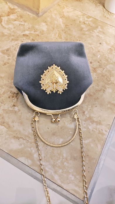 Elegancka torebka damska szara welur retro na bigiel. UNIKAT. PREMIUM.