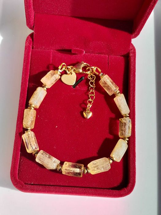 Pozłacana bransoletka z kamienia naturalnego cytryn.