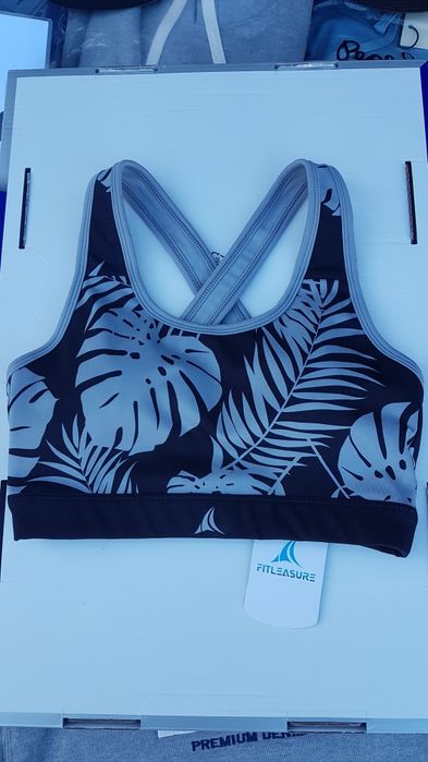 Fitleasure tropical print sports bra stanik sportowy damski fitness S
