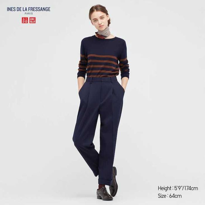 Брюки стильные женские темно-синие шерстяные Uniqlo