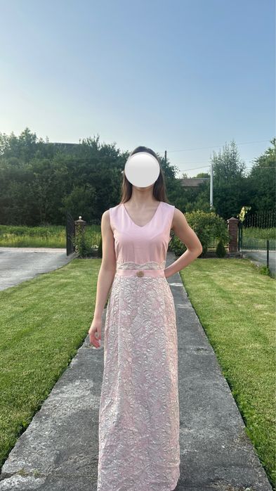 Рожева комбінована сукня