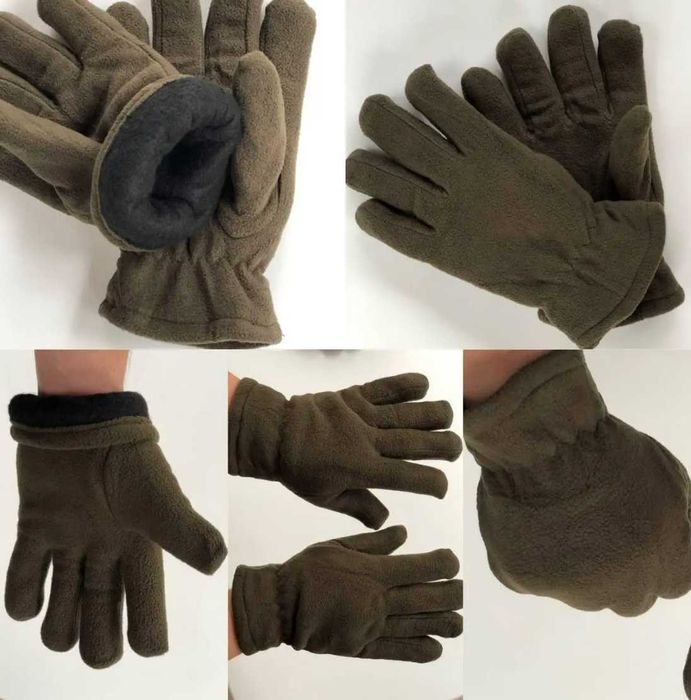 Тактический зимний комплект шапка флисовая баф перчатки олива шапка