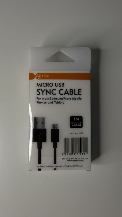 Kabel Micro USB 1 m IN Tech Sync Cable Samsung Motorola NOWY