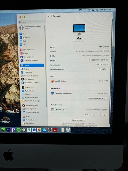 Apple iMac 21.5 2017 i5-7th 16 GB RAM 1TB