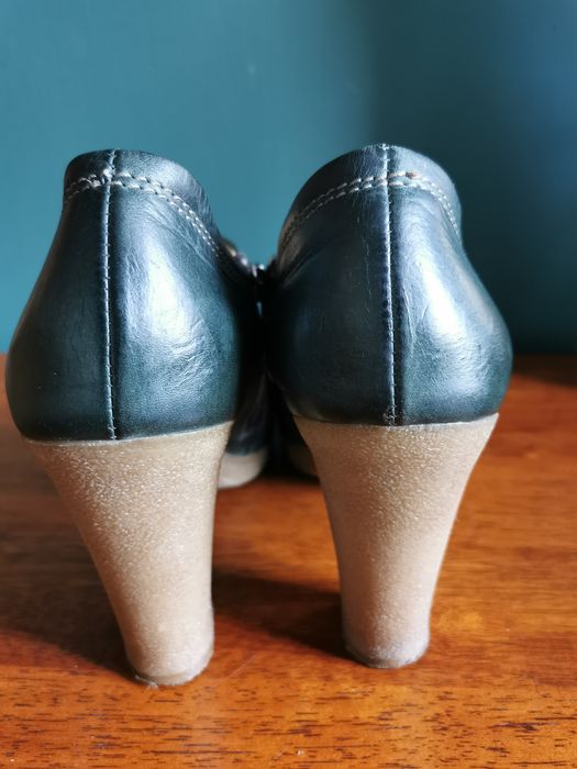 Skórzane zielone botki But S rozmiar 40