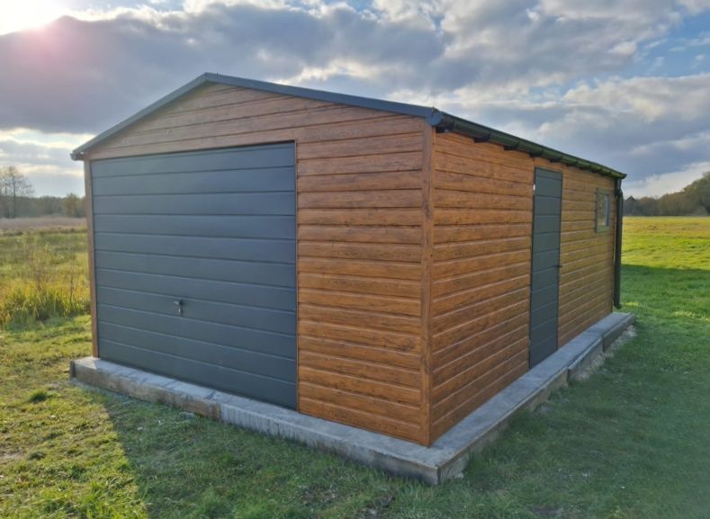 Garaż blaszany 4x5 grafit mat Konstrukcja Wzmocniona Producent Garaży
