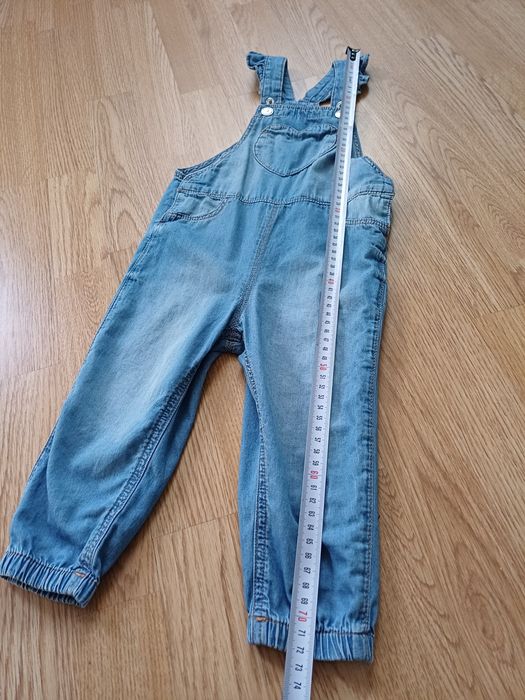 Ogrodniczki H&M jeansowe 86 + sweterek rozpinany