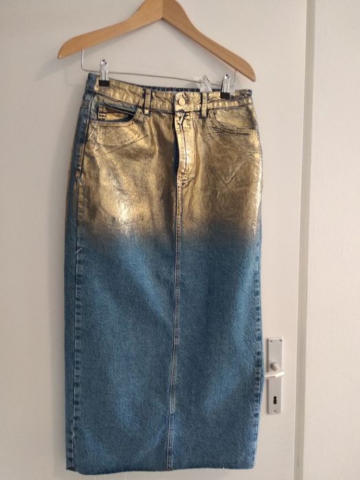 Юбка джинсовая Zara с золотым напылением