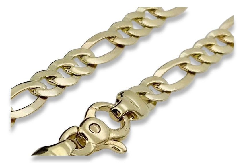 Złoty łańcuszek 14k 585 włoski nowe Figaro pełny cc042y 7mm 45cm