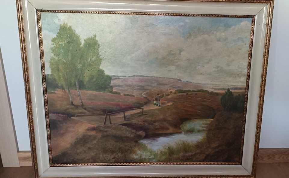 Pejzaż olej, podpisany 1975