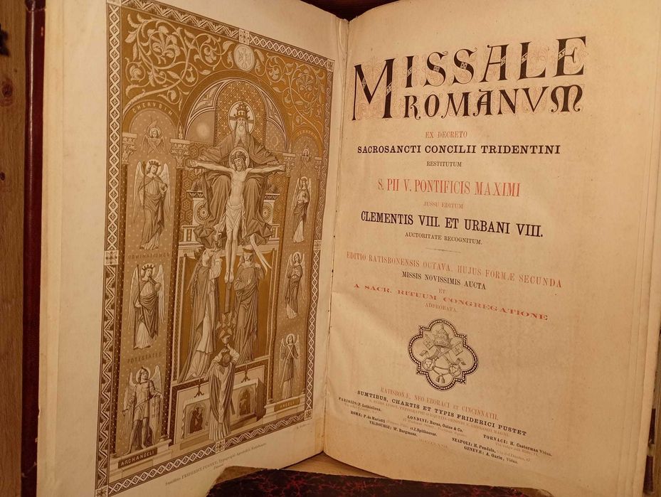 Stary Mszał 1872 Missale Romanum - Łacina - Modlitewnik - Nuty -Ryciny