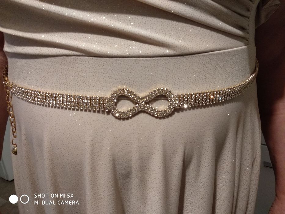 Pasek złoty z cyrkoniami