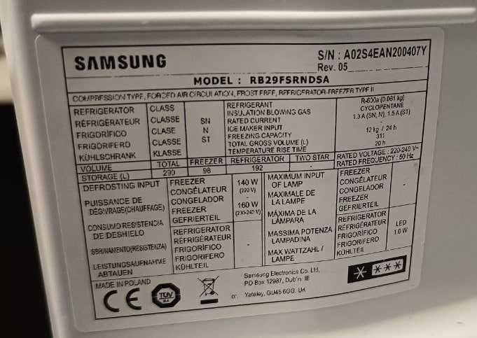 Lodówko-zamrażarka SAMSUNG RB29FSRNDSA