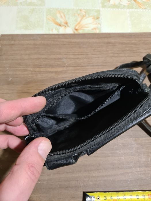 Мужская кожаная сумочка на пояс или плечо