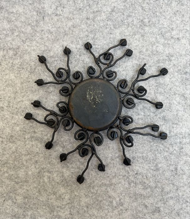 Castiçal Solitário Porta-Vela Lamparina em Ferro Forjado com Cristais