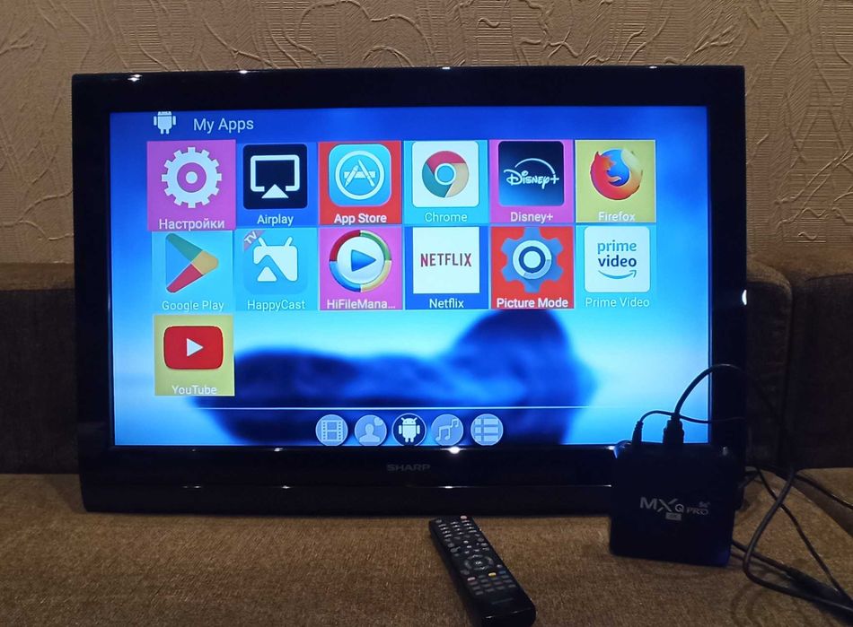 Телевизор SHARP 32" + смарт приставка MX Q pro 4K 5G