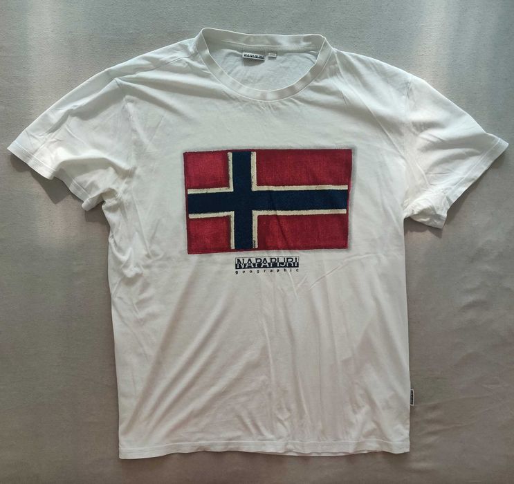 Napapijri biała koszulka z krótkim rękawem T-shirt męski XL jak nowa