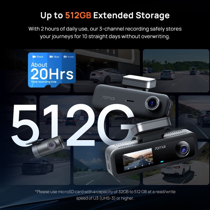 Автомобільний відеореєстратор Xiaomi 70mai Dash Cam Т800Е 4К 3 Канала + задня камера та другі