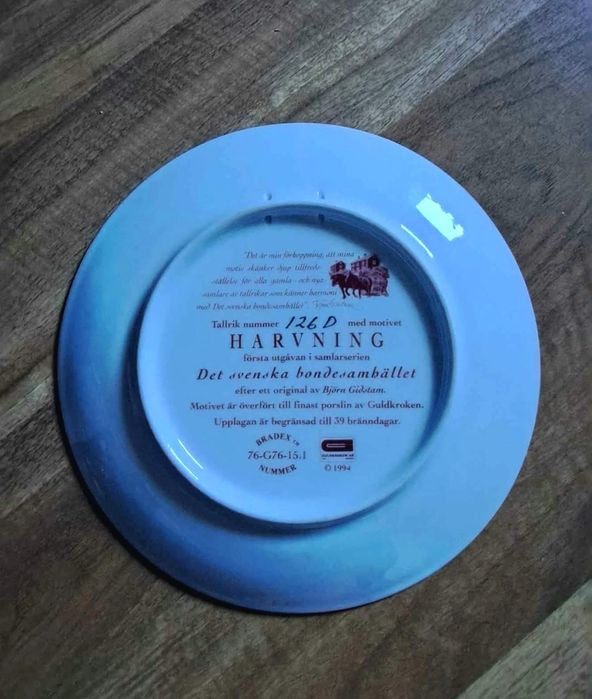 2 kolekcjonerskie talerze Szwecja 1994 – porcelana limitowana