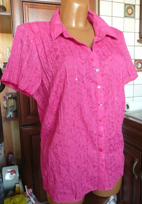 BM COLLECTION malinowa bluzka cekiny 48 50 w centki