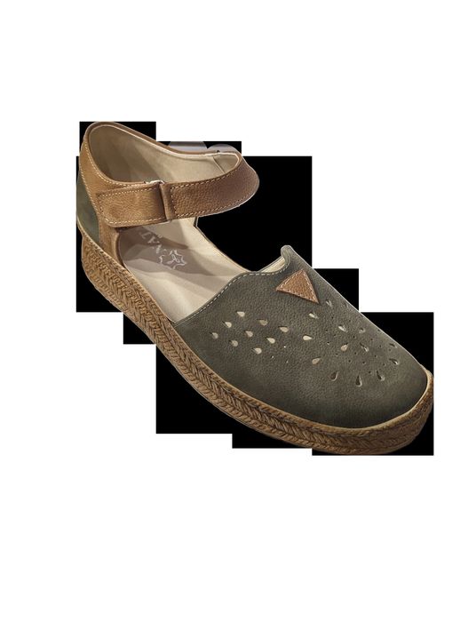 Skórzane oliwkowe espadryle obc.2cm nr.41