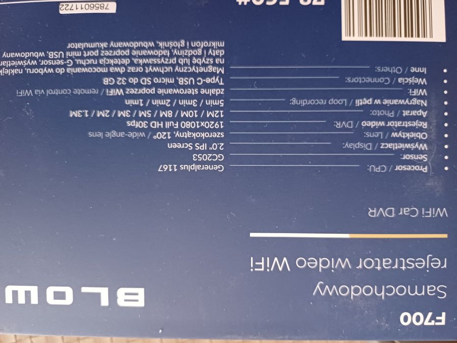 Wideorejestrator samochodowy WiFi  Full HD