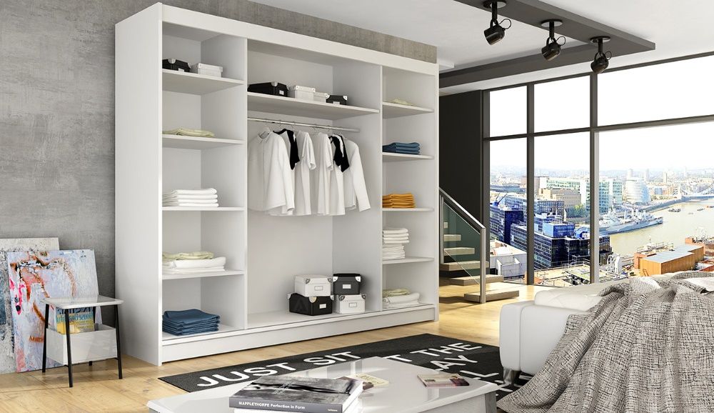 Szafa Przesuwna Garderoba BOSTON 3 250cm LED 4 Kolory DOSTAWA 10 dni