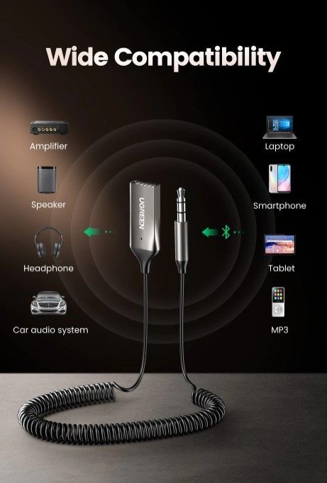 Bluetooth-ресивер Ugreen CM309 Bluetooth Car Receiver Aux with Mic