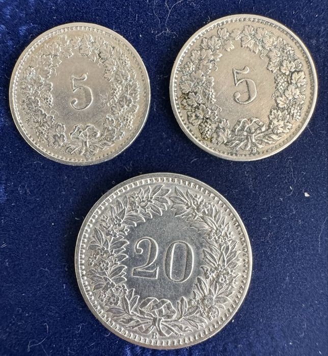 Lote de 5 e 20 Rappen - Suíça - 1925 e 1929