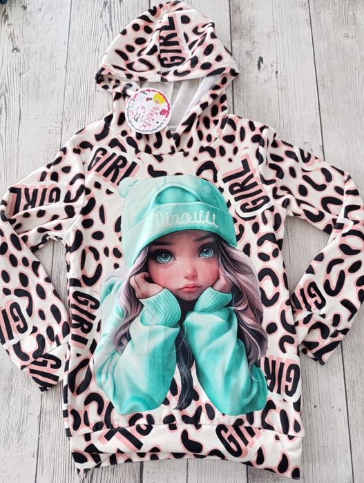 Piękna welurowa bluza r. 128