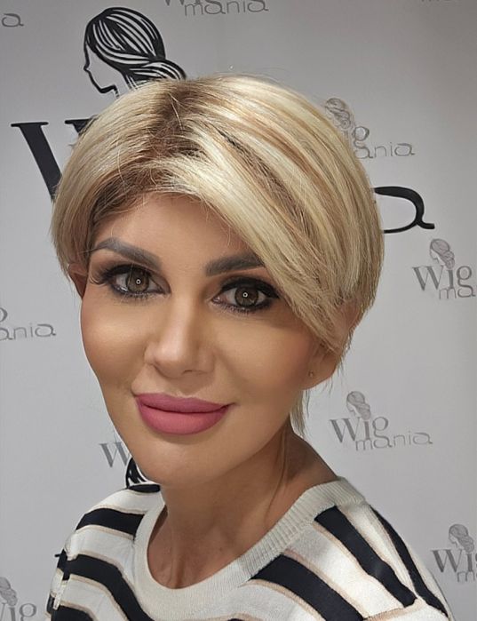 Peruka naturalna blond pasemka