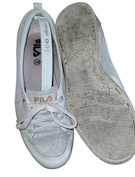 Markowe białe buty sportowe Fila 38 baleriny tenisówki wiązane adidasy
