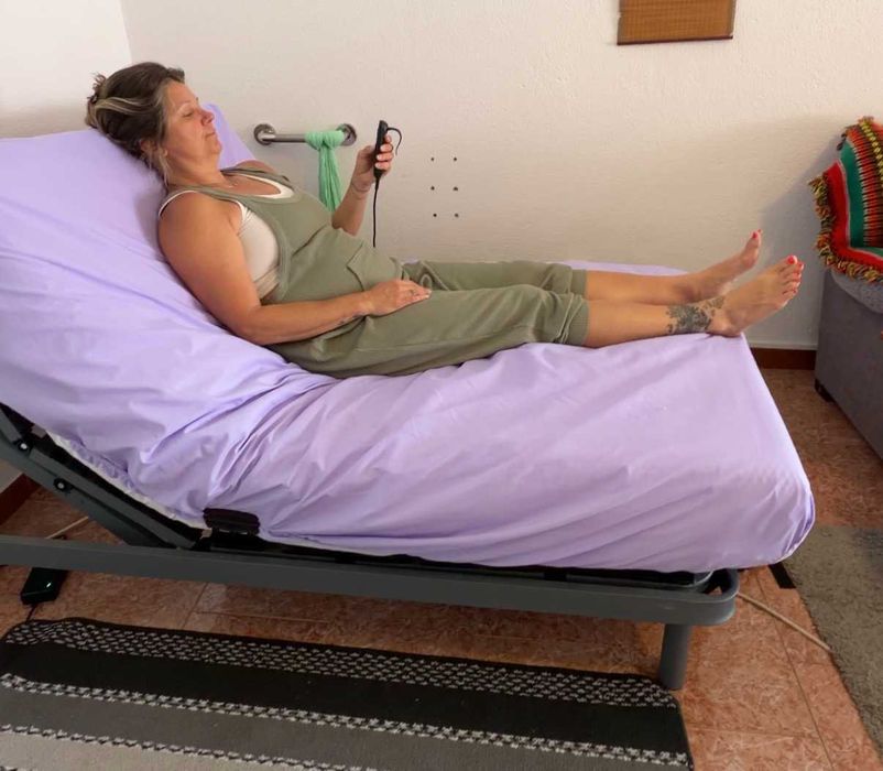 Conjunto de cama elétrica com ripas e suportes, colchão de espuma, firmeza