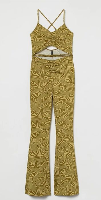 Rozmiar XS, H&M wzorzysty kombinezon dzwony flare retro