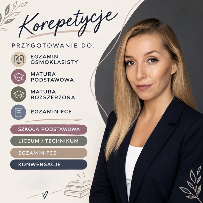 Korepetycje angielski: Matura, 8 klasa, z dojazdem - przygotowanie do egzaminu