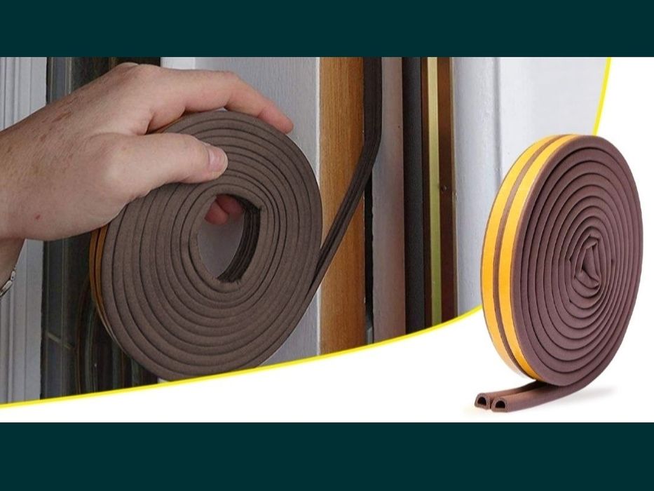 Samoprzylepna gumowa wyciszająca uszczelka 6 m do drzwi okien typ D