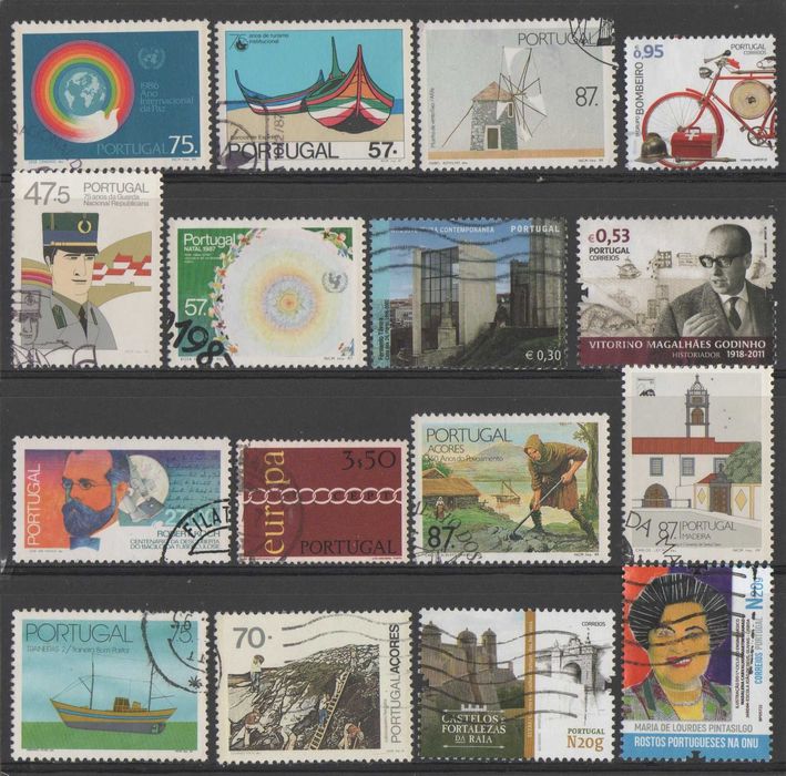 Filatelia - lote de selos usados de Portugal