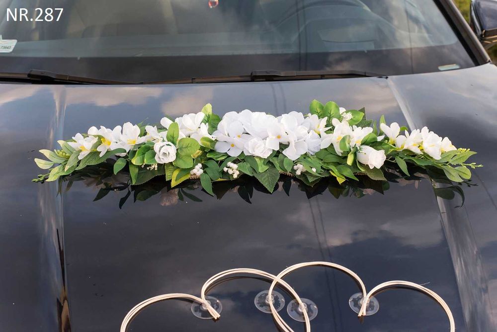 ŚLICZNA dekoracja na auto samochód do ślubu.Elegancka ozdoba  287