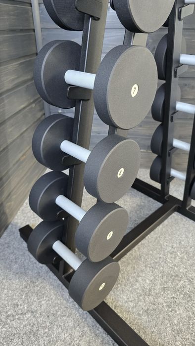 Гантельний ряд BLACK від 1 до 10 кг зі стійкою в комплекті. 110 кг