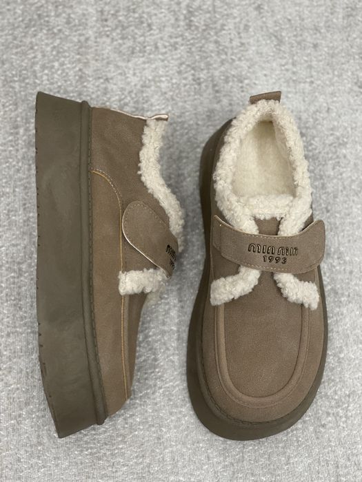 Теплі жіночі зимові черевики лофери MiuMiu 1993 зима лофери