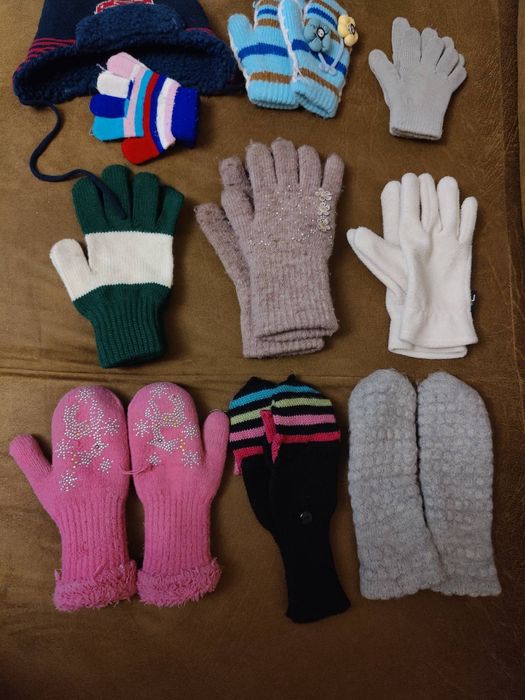варежки-перчатки, варежки двойные, перчатки от 0 года до 9 лет