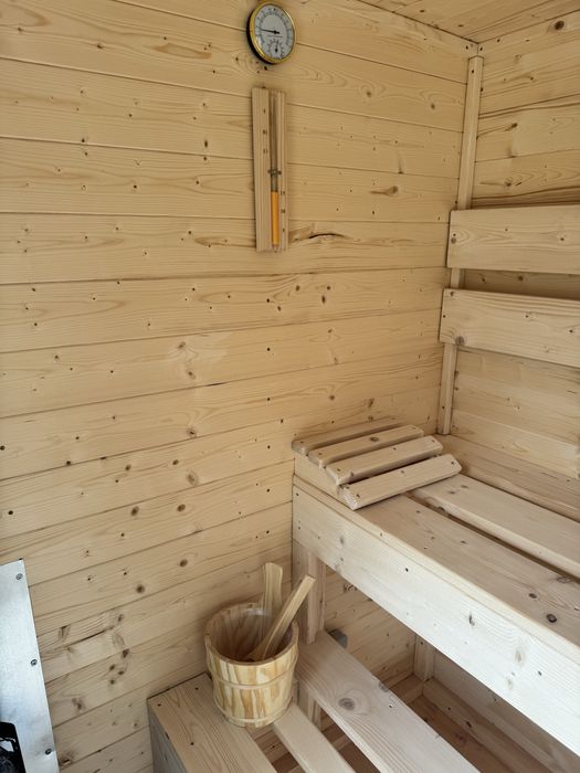 Sauna fińska  , sauna mokra ogrodowa opalana drewnem