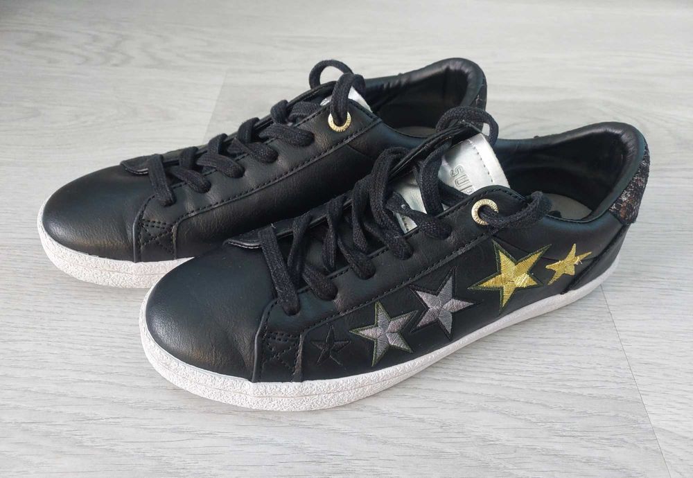 37 buty damskie trampki sneakersy tenisówki czarne superdry gwiazdki