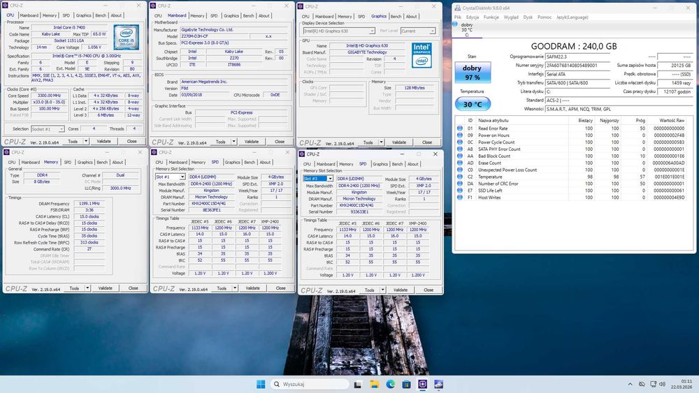 Komputer i5-7400 / 8GB RAM DDR4 / SSD 240GB / Windows 10 Pro / Stan BDB