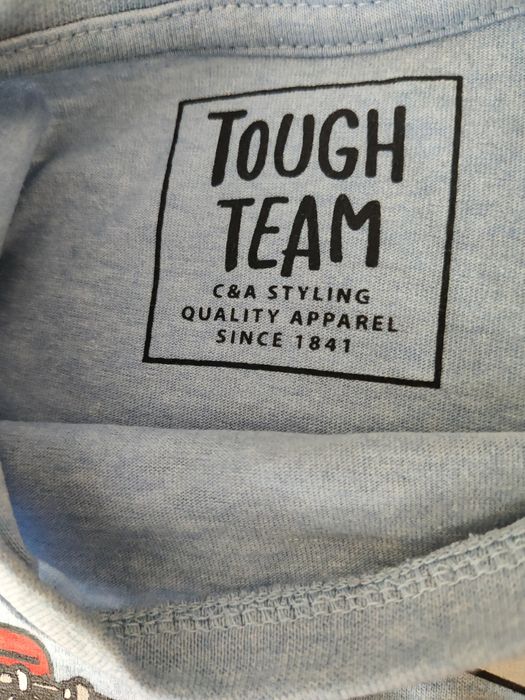 T-shirt azul, manga curta, carro bombeiros, Palomino C &A, 110 cm