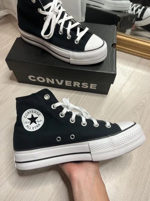 37 Converse All Star Chuck Taylor Lift black czarne na platformie
