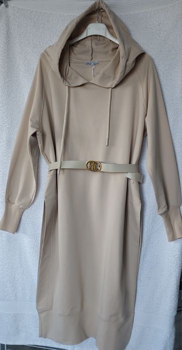 Sukienka tunika MEGi jasny beż S/M bawełna 96%