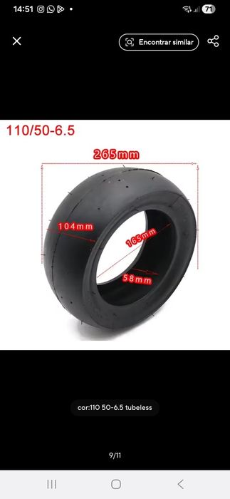 Pneu slick 11 para trotinete
