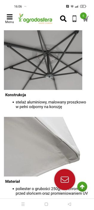 Parasol ogrodowy 3x3 szary